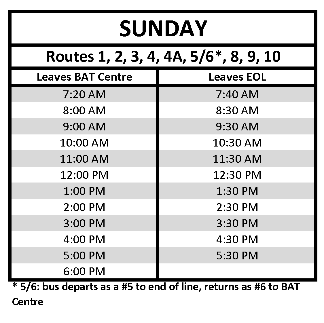 new-sunday-morning-service-on-bat-routes-starting-october-29th-bat